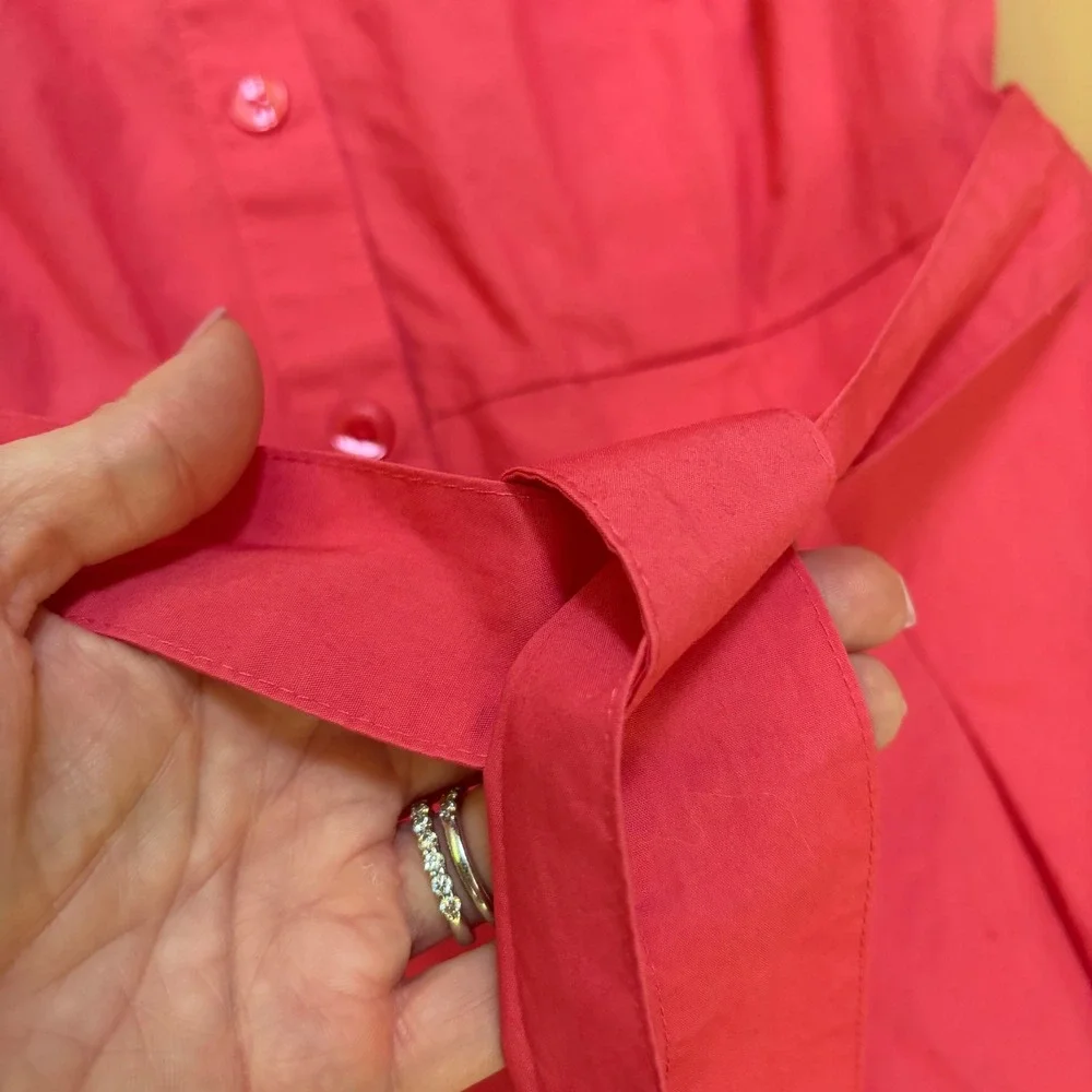Talbots Pink Cotton Eyelet Scallop Collar Shirt Dress Womens Size 6 Party Garden - Picture 8 of 10